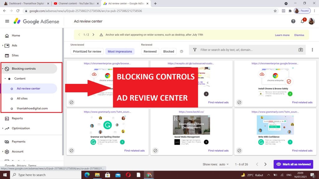 Cara Me-Review Ads di Google Adsense