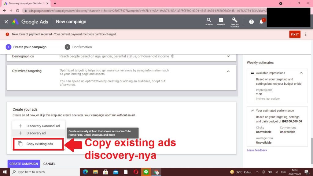 Cara A/B Testing Ads