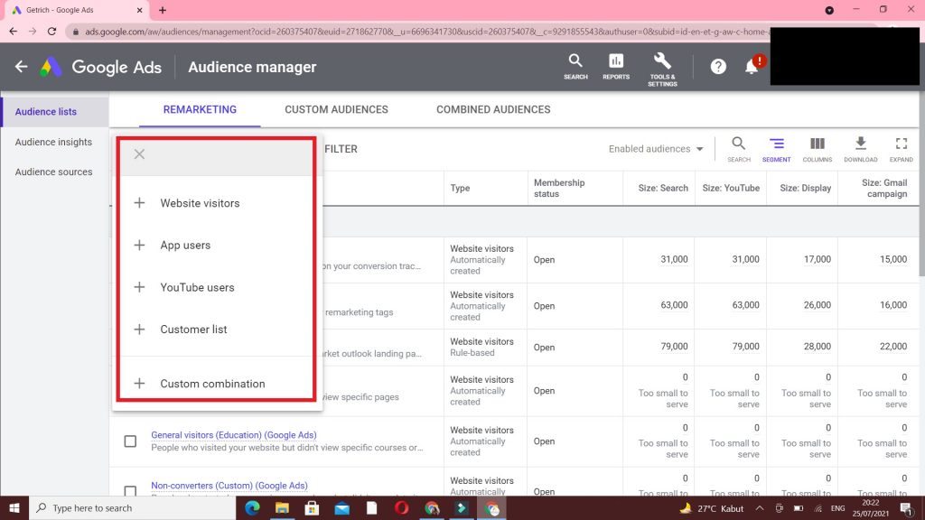 cara membuat audience remarketing