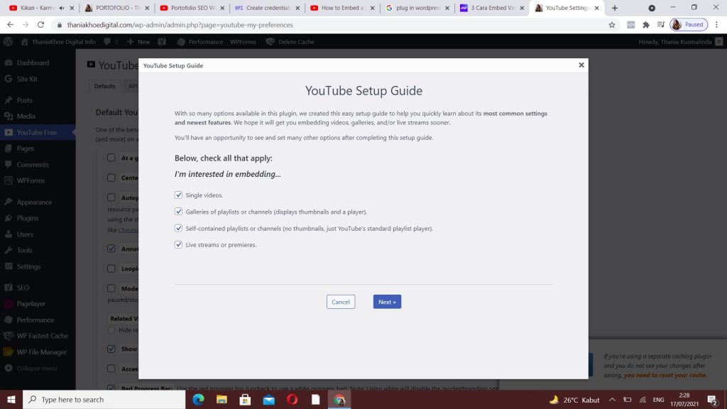 menambahkan youtube api ke wordpress 1