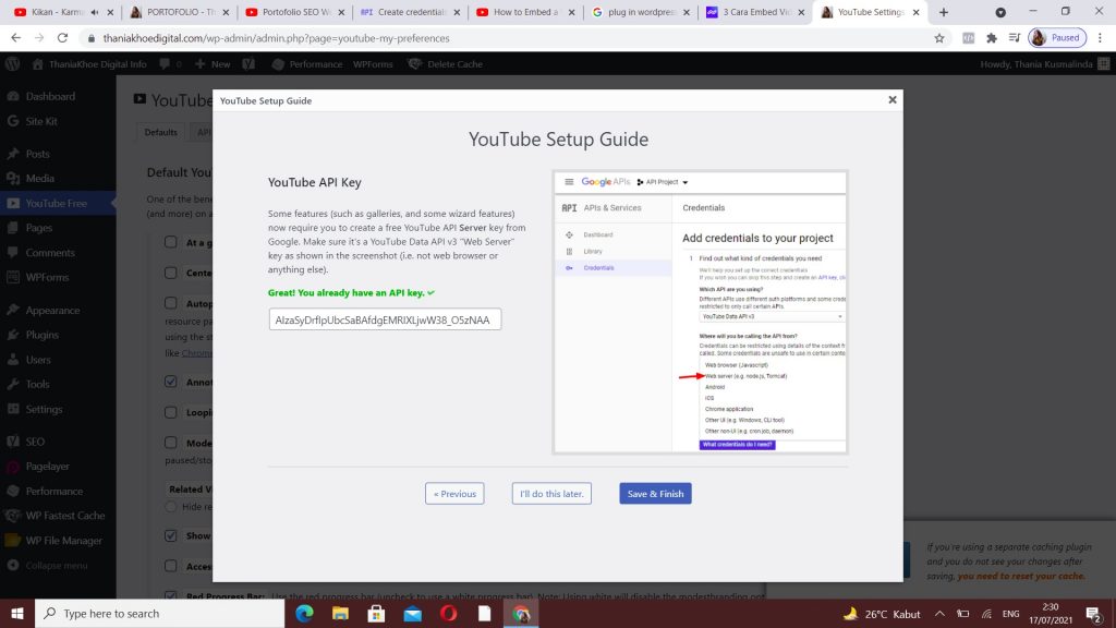 menambahkan youtube api ke website