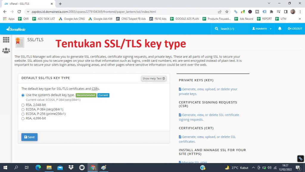 cara install ssl di cpanel