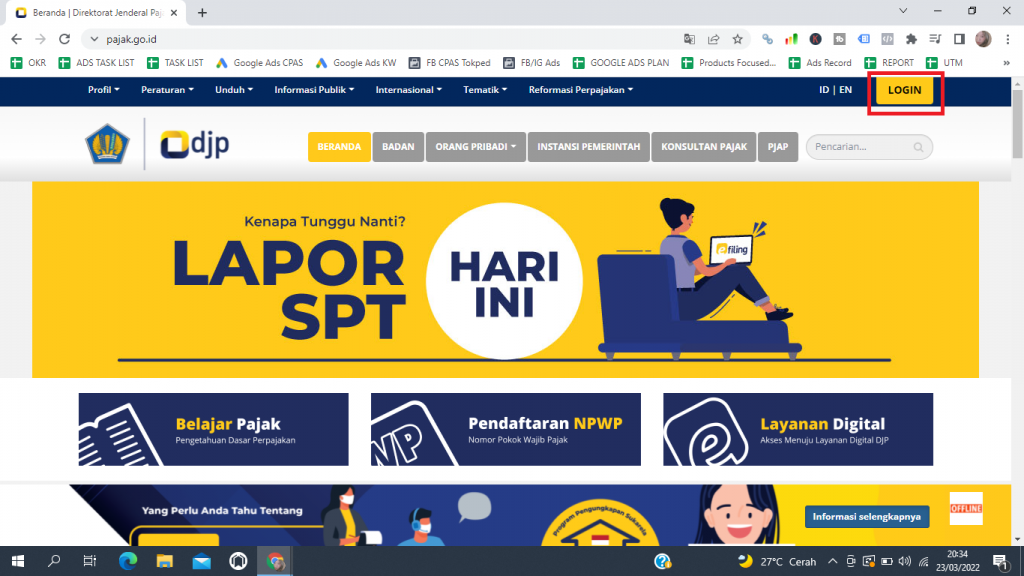 cara lapor pajak online karyawan belum kawin