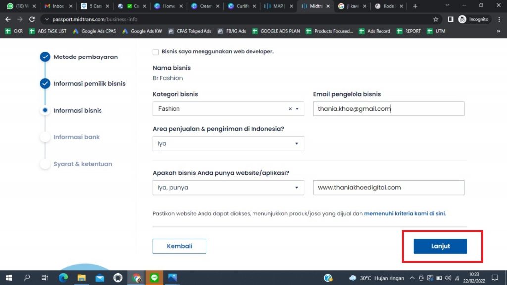 cara daftar dan membuat akun midtrans