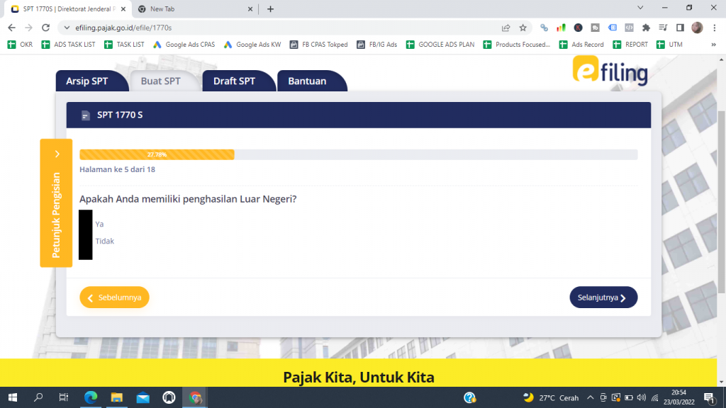 cara lapor pajak online karyawan belum kawin