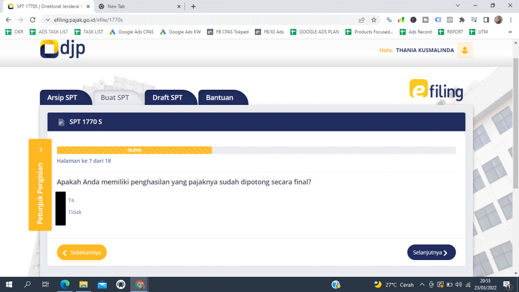 cara lapor pajak online karyawan belum kawin