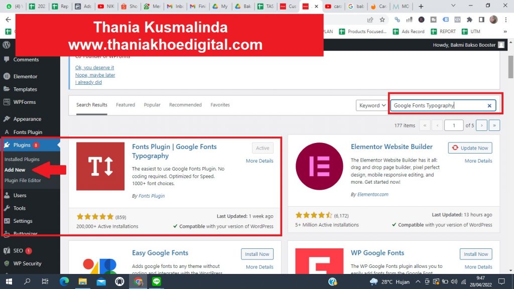cara mengganti font di wordpress