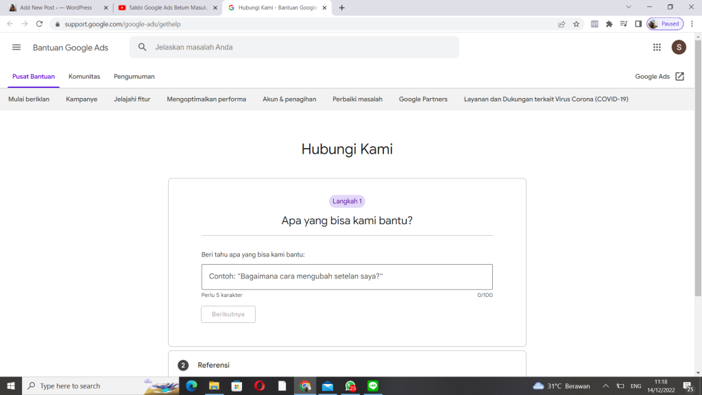 saldo google ads belum masuk