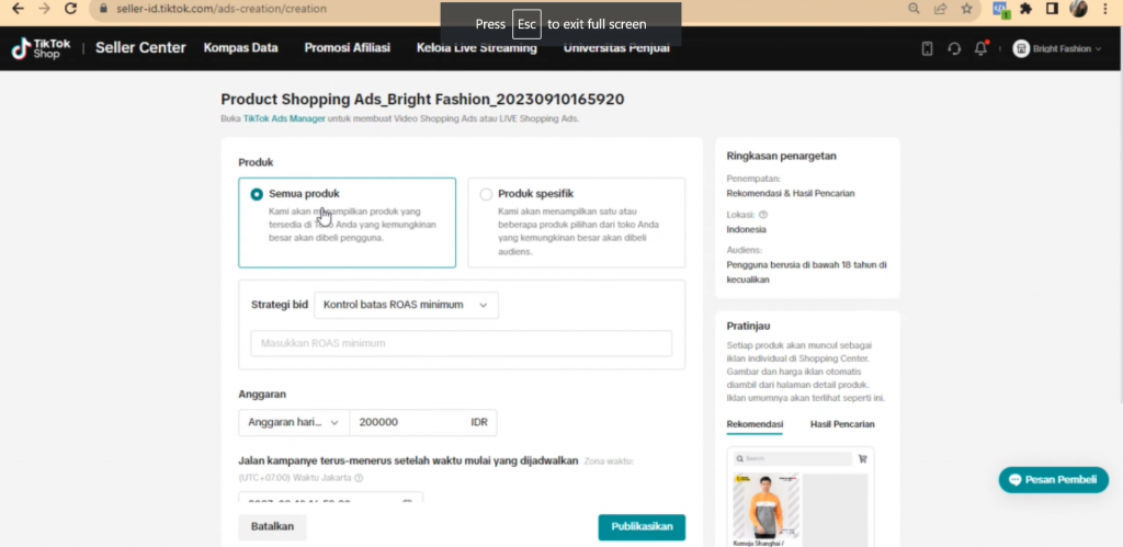 Cara membuat dan teknik optimasi Product Shopping Ads (PSA) Tiktok - Beriklan di Shop Tab Tiktok